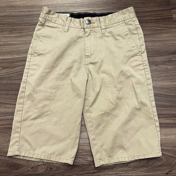 Volcom Boys Corpo Class Chino Shorts 10”  khaki shorts Sz: 12/26 - Picture 1 of 6